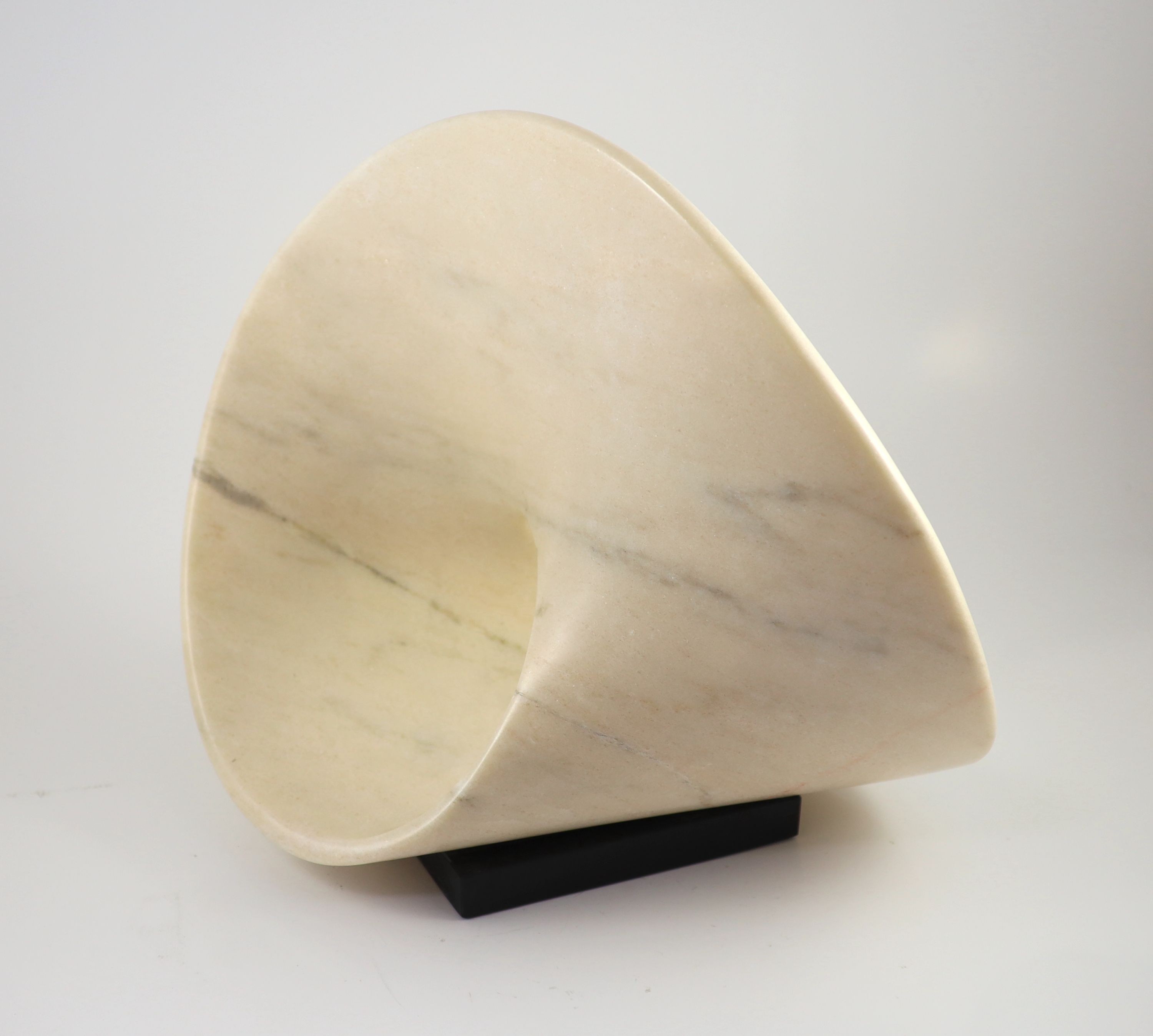 Jonathan Loxley (British, b.1960), 'Gia Panta', a Portuguese rosa marble sculpture H 42cm. W 47cm.